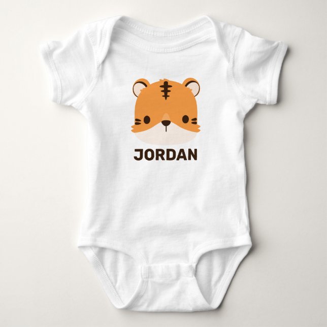 Cute Tiger with Personalized Name T Shirt (Framsida)