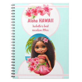 Cute Tiki Girl Summer Vacation Personlig Girl Anteckningsbok