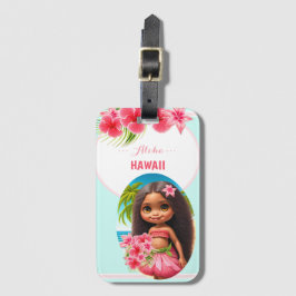 Cute Tiki Girl Summer Vacation Personlig Girl Bagagebricka
