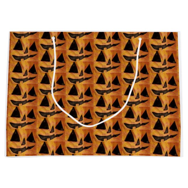 Cute Tiled Ansikte Jack-O-Lantern Gift Bag (Framsidan)