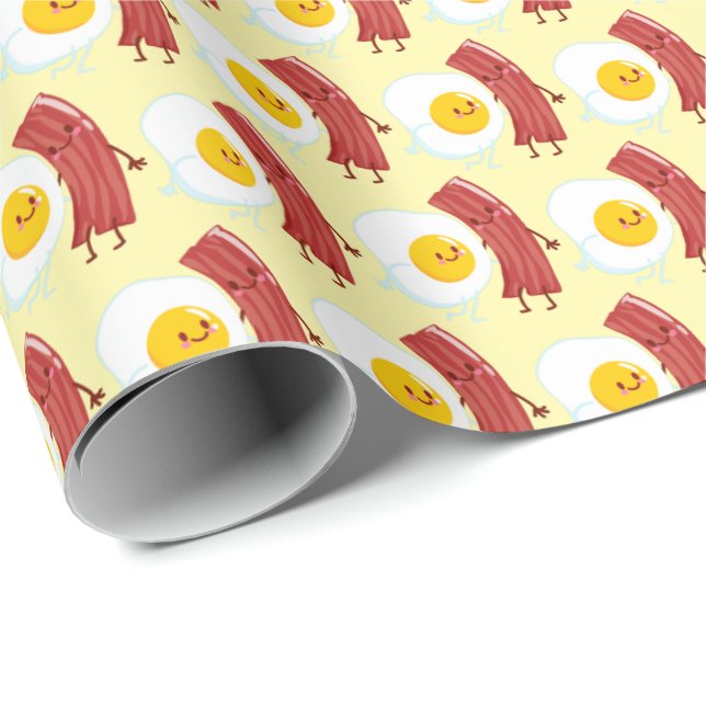 Cute tiled eggs bacon pattern presentpapper (Rullad Hörn)