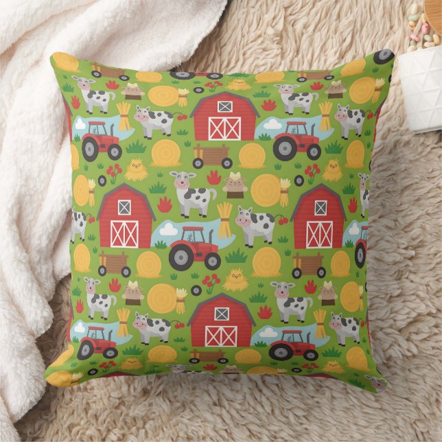 Cute tiled farm animals pattern  kudde (Filt)