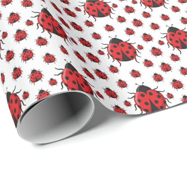 Cute tiled ladybug pattern presentpapper (Rullad Hörn)