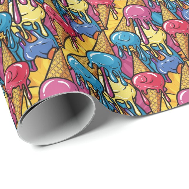 Cute tiled melting ice cream pattern  presentpapper (Rullad Hörn)