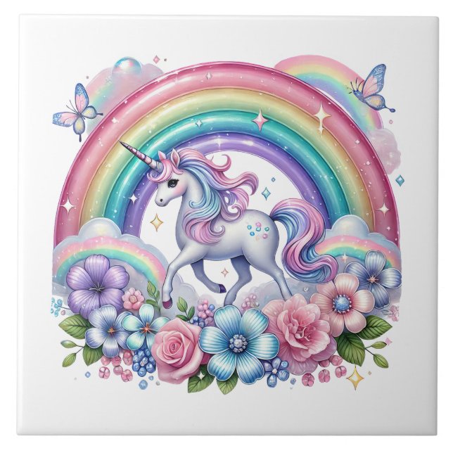 Cute tiled unicorn lovers  kakelplatta (Framsidan)