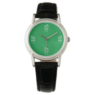 Cute Tiny Cactus Simple Plain Grönt Minimalist Armbandsur
