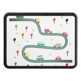 Cute Tiny Car Traveling på Roadway Dragkroksskydd