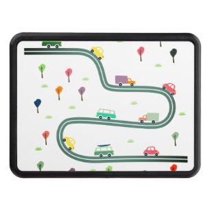 Cute Tiny Car Traveling på Roadway Dragkroksskydd