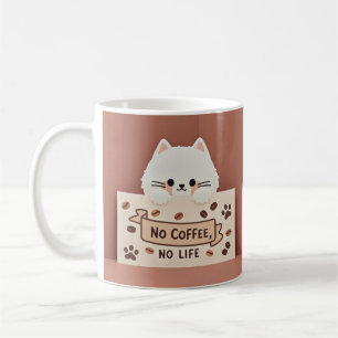 Cute Tiny cat tass avtryck och kaffebönor Kaffemugg