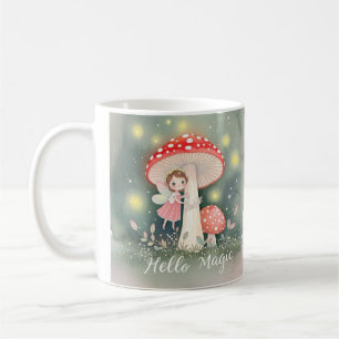 Cute Tiny fairy perched on top of svamp Kaffemugg