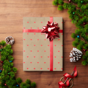 Cute Tiny Hearts on Beige Kraft Presentpapper