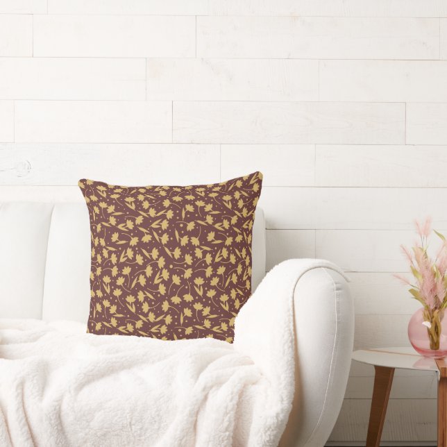 Cute tiny light brown flower pattern kudde (Soffa)