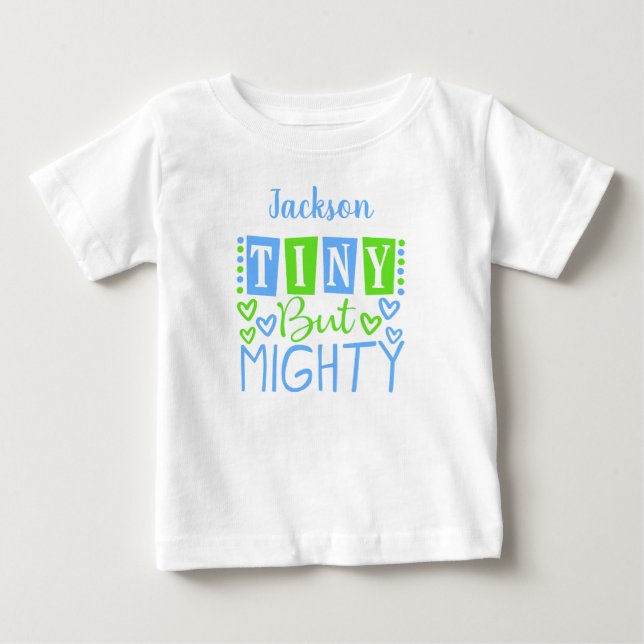 Cute Tiny men Mighty Blue Grönt Personlig Boy T Shirt (Framsida)