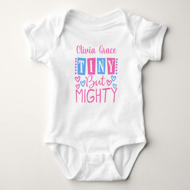 Cute Tiny men Mighty Rosa Blue Personlig Girl T Shirt (Framsida)