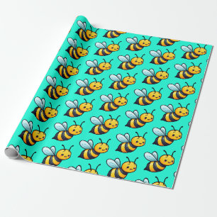 Cute Tiny Tecknad gult bin mönster Presentpapper