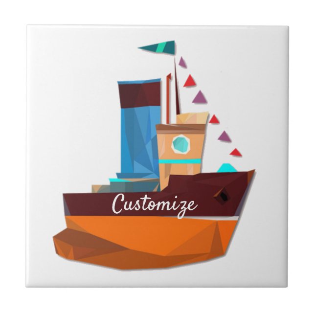 Cute Tiny Tugboat ThunderCove Kakelplatta (Framsidan)