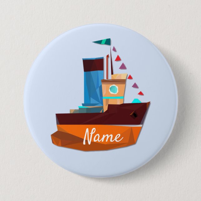 Cute Tiny Tugboat ThunderCove Knapp (Framsida)