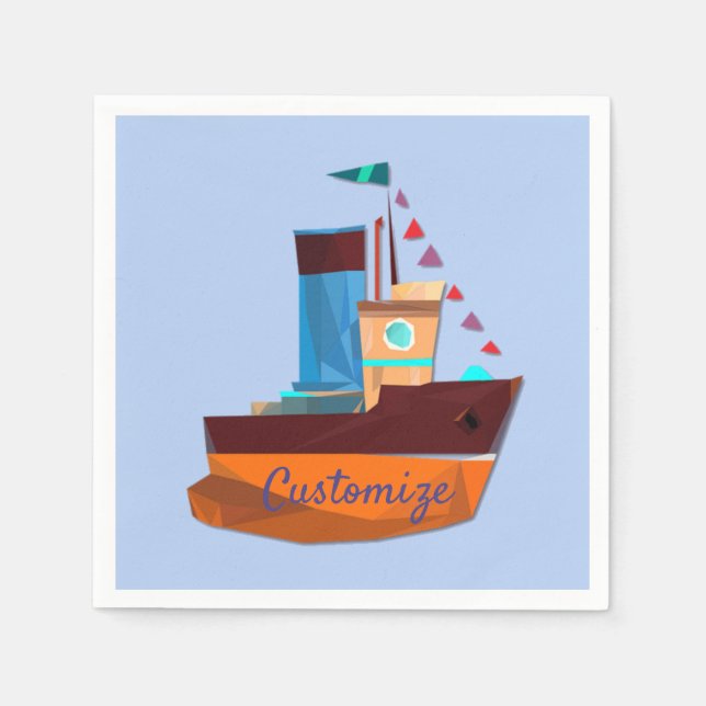 Cute Tiny Tugboat ThunderCove Pappersservett (Framsidan)
