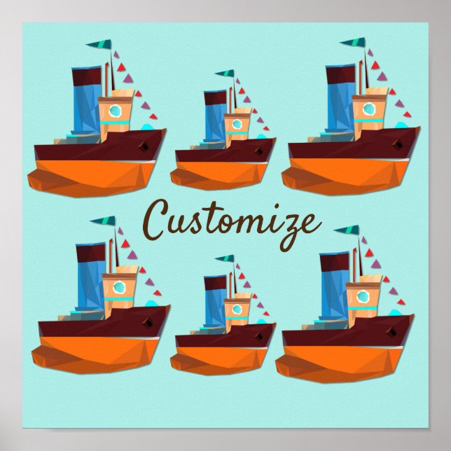 Cute Tiny Tugboat ThunderCove Poster (Framsidan)