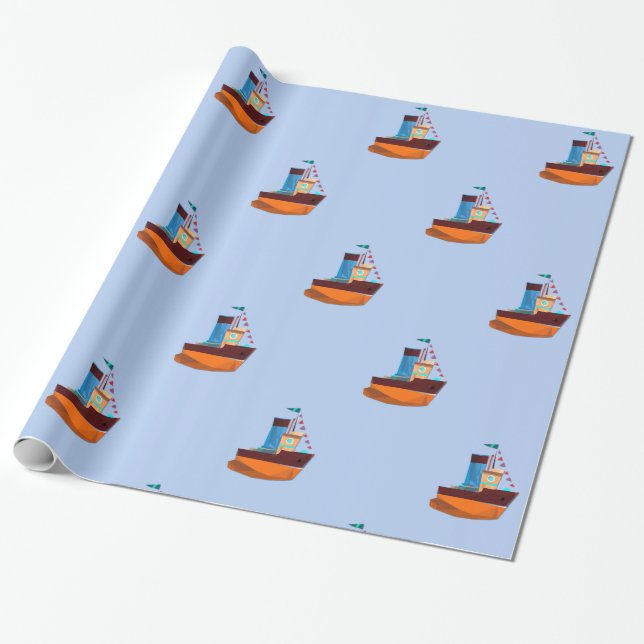 Cute Tiny Tugboat ThunderCove  Presentpapper (Utrullad)
