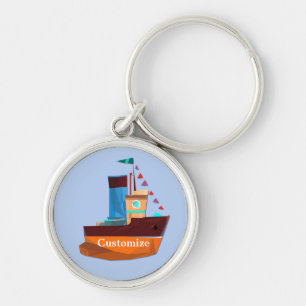 Cute Tiny Tugboat ThunderCove Rund Silverfärgad Nyckelring