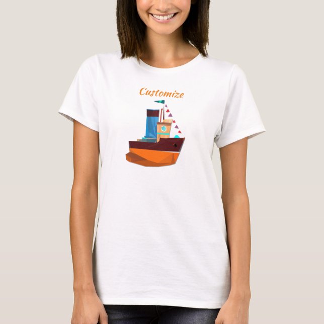 Cute Tiny Tugboat ThunderCove T Shirt (Framsida)
