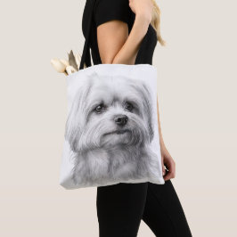 CUTE TINY WHITE MALTESE PUPPY HUND TYGKASSE