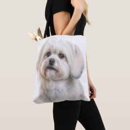 CUTE TINY WHITE MALTESE PUPPY HUND TYGKASSE
