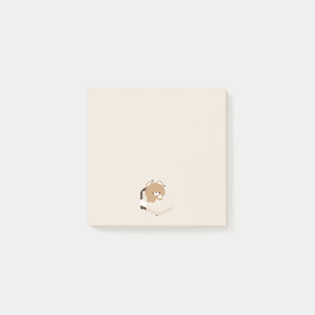 Cute Tired Brown Bear Post-it Block (Framsida)