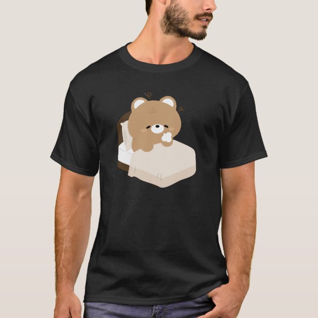 Cute Tired Brown Bear T Shirt (Framsida)