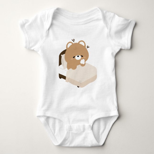 Cute Tired Brown Bear T Shirt (Framsida)