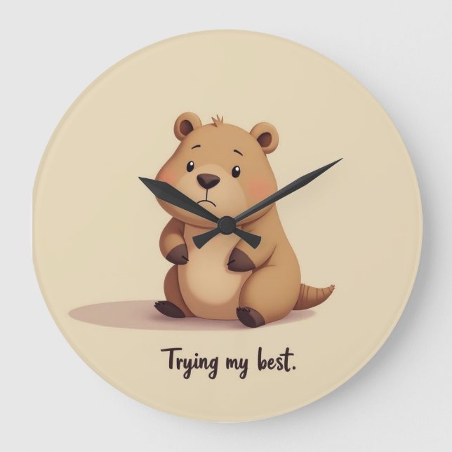  Cute tired capybara Stor Klocka (Framsida)