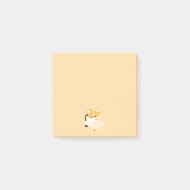 Cute Tired Corgi Post-it Block (Framsida)