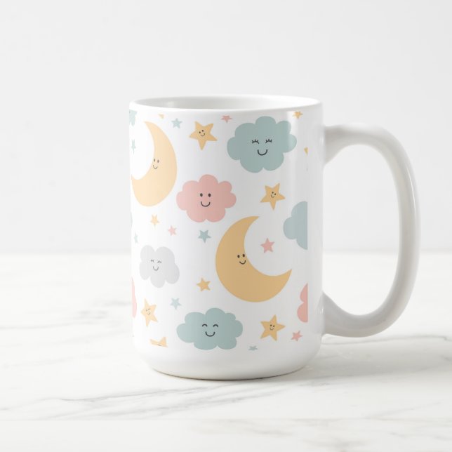 Cute Tittar i Himlar Mönster Kaffemugg (Höger)