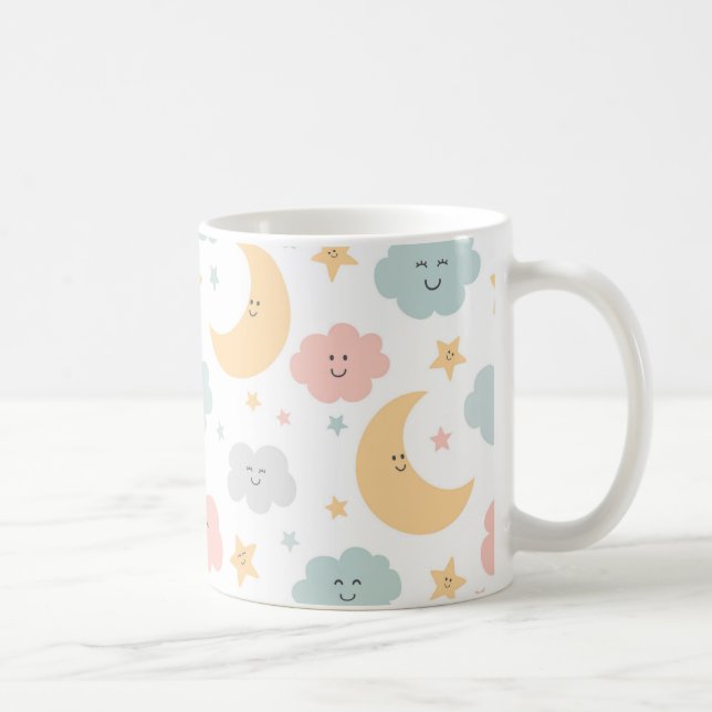 Cute Tittar i Himlar Mönster Kaffemugg (Höger)
