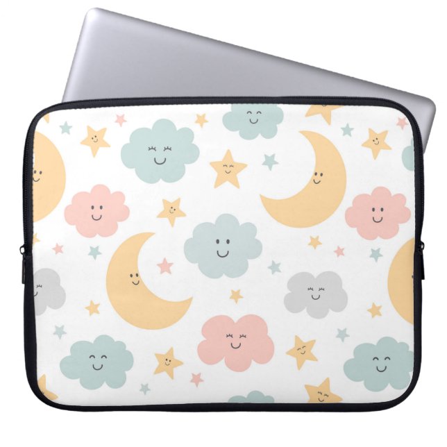 Cute Tittar i Himlar Mönster Laptop Fodral (Framsidan)