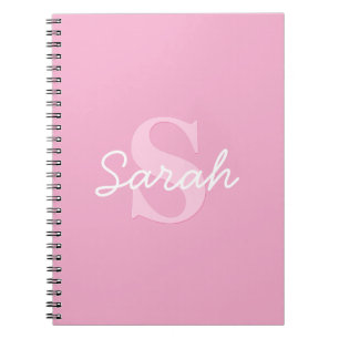 Cute Tittar kursiv Namn och monogram Rosa Anteckningsbok
