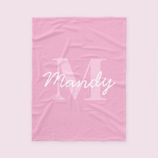 Cute Tittar kursiv Namn och monogram | Rosa Fleecefilt (Skapare uppladdad)
