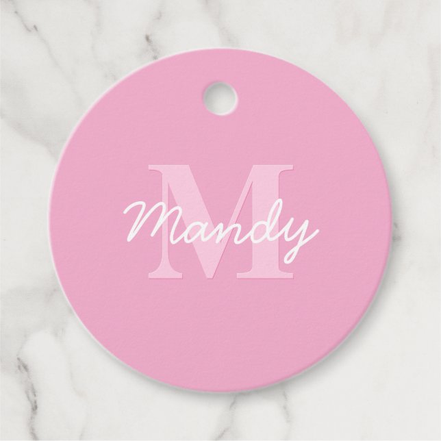 Cute Tittar kursiv Namn och monogram | Rosa Gåvor Etiketter (Framsida)
