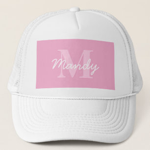 Cute Tittar kursiv Namn och monogram   Rosa Keps