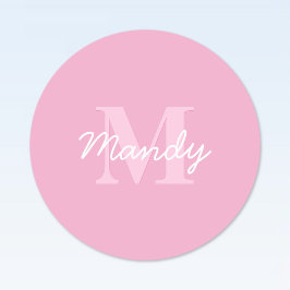 Cute Tittar kursiv Namn och monogram | Rosa Klistermärke