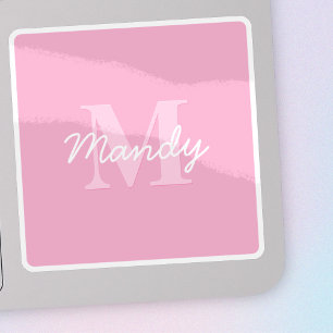 Cute Tittar kursiv Namn och monogram Rosa Klistermärken