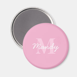 Cute Tittar kursiv Namn och monogram Rosa Magnet