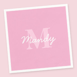 Cute Tittar kursiv Namn och monogram Rosa Pappersservett