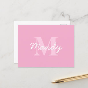 Cute Tittar kursiv Namn och monogram Rosa Vykort