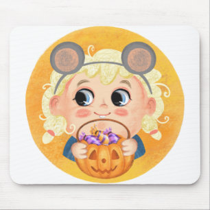 Cute tjej i en Mousy Halloween-kostym Musmatta