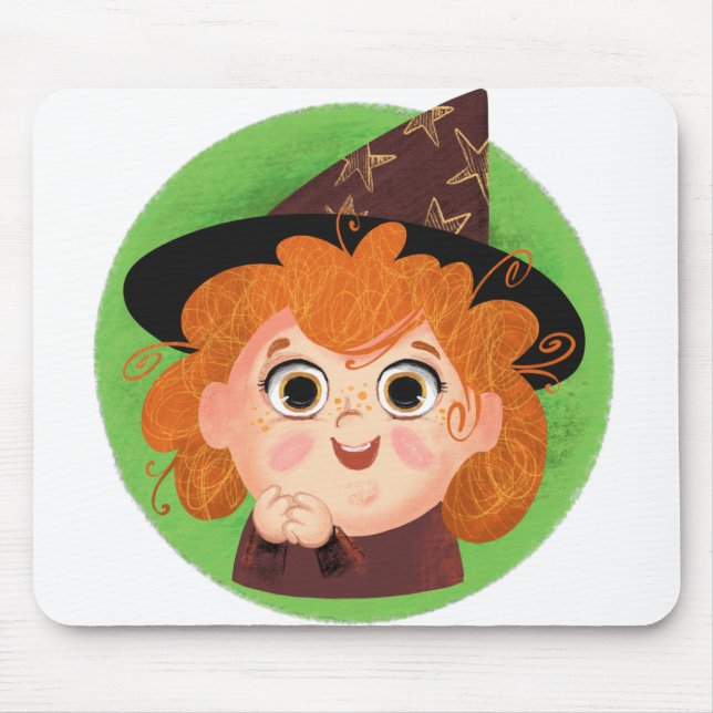 Cute-tjejen i en häxkostym musmatta (Framsidan)