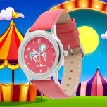 Cute tjejer carousel horse add namn armbandsur<br><div class="desc">design av www.etsy.com/Shop/CreativeDreamArts</div>