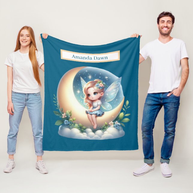 Cute-tjejer fairy älskare add namn fleecefilt (På plats)