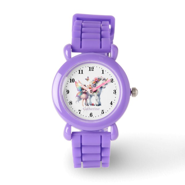 Cute tjejer fairy Unicorn add namn Armbandsur (Framsida)